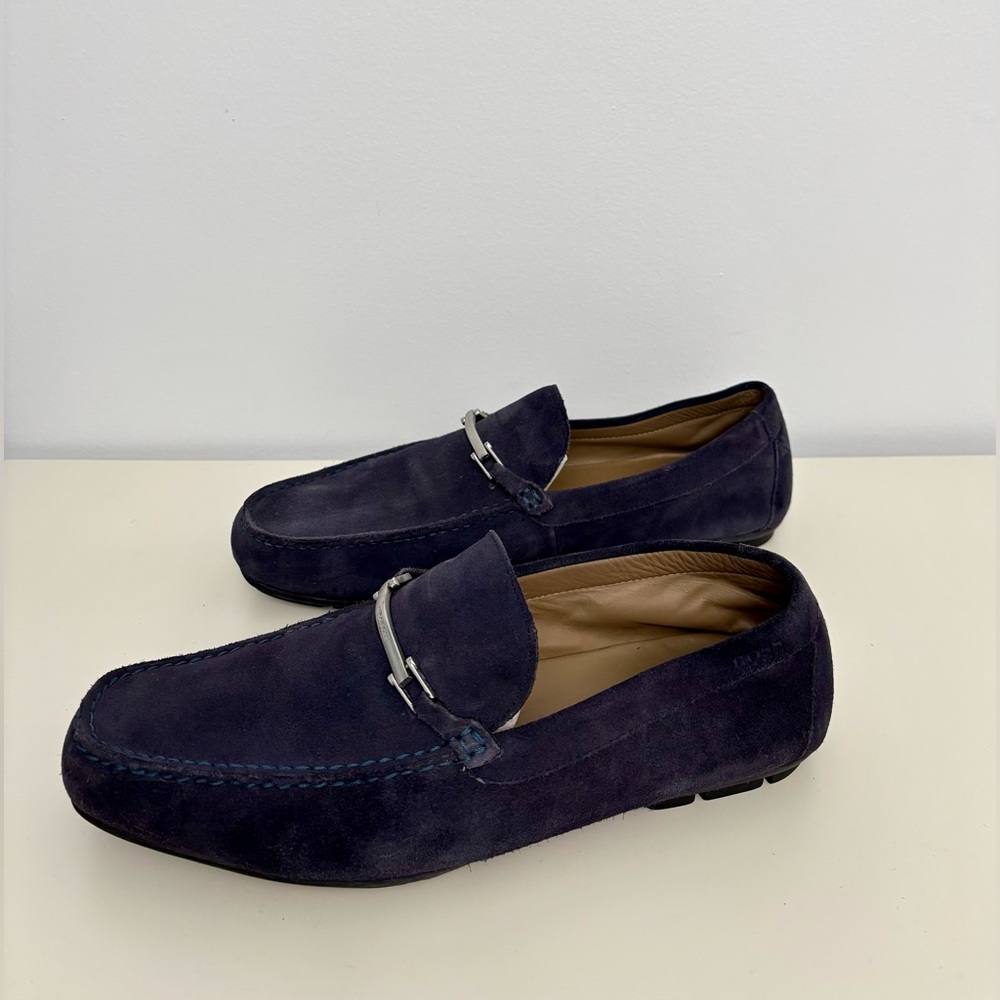 Hugo Boss Men's Navy Genuine Suede Leather Loafers Size 12 - Picture 5 of 8